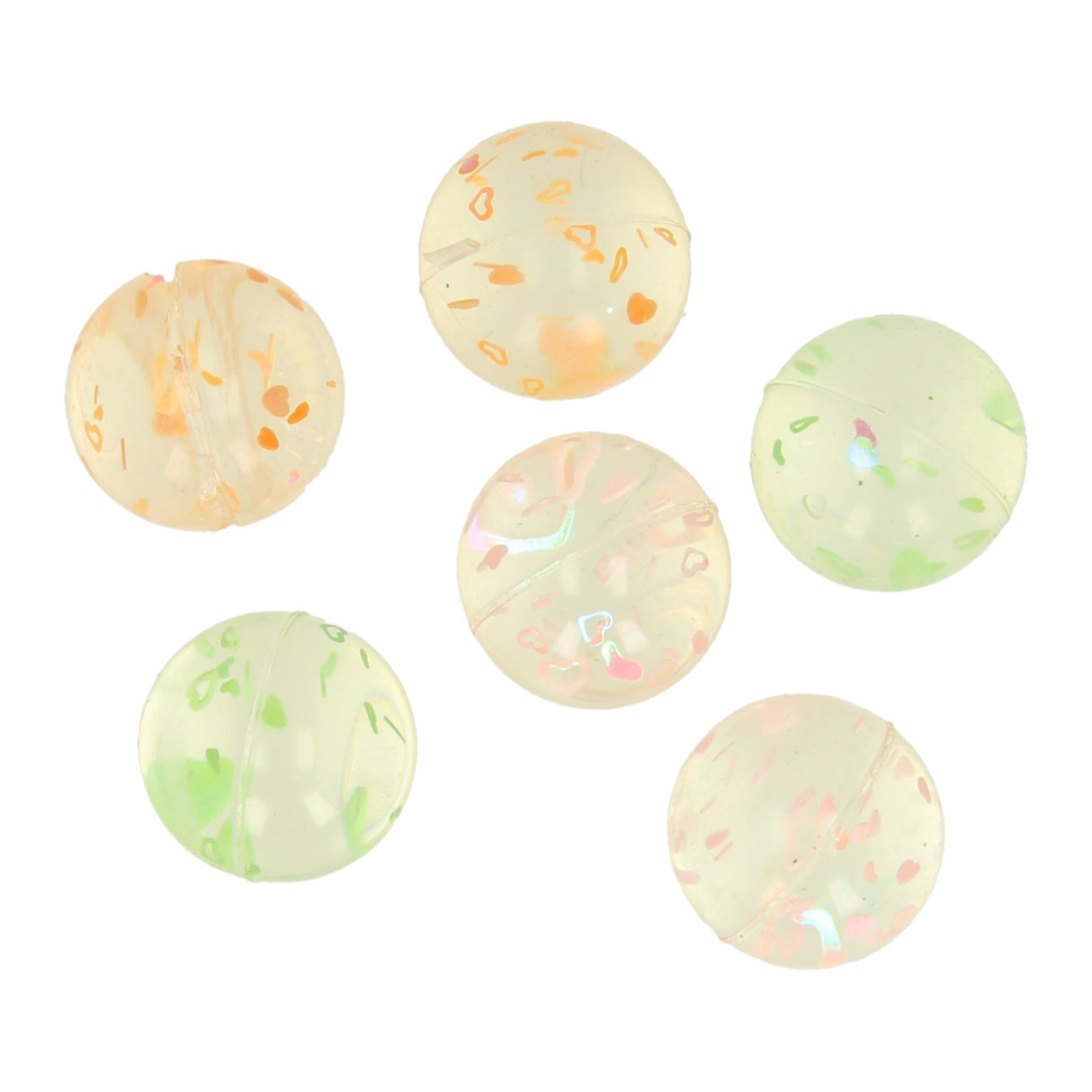 Balles rebondissantes tachetées transparentes, 6 pc