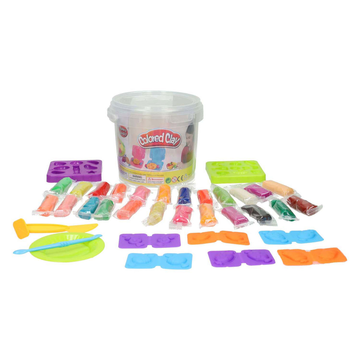 Ensemble d'argile dans une boîte de rangement de fruits - 24 couleurs d'argile