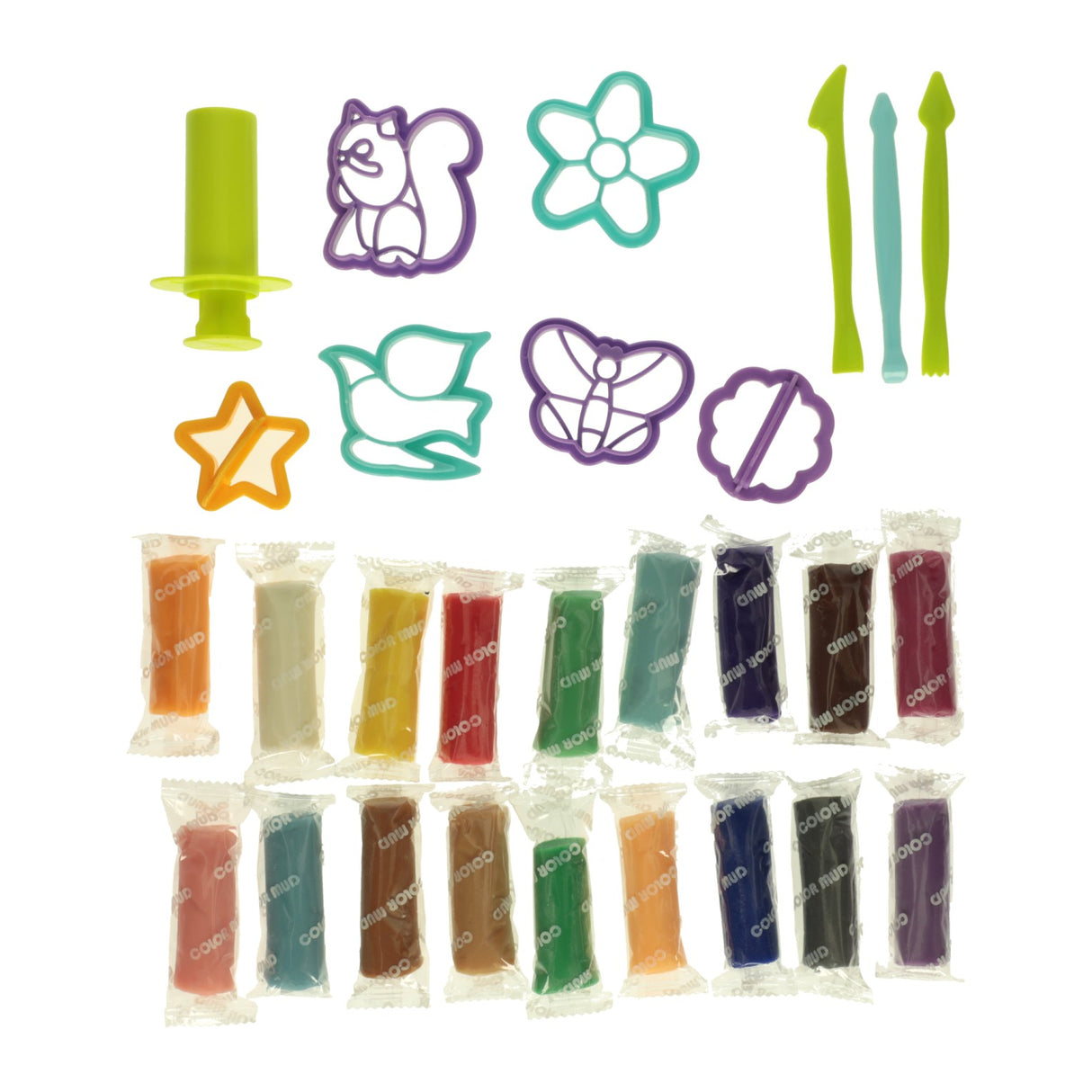 Argile en fût - 18 couleurs d'argile - 28 pièces.