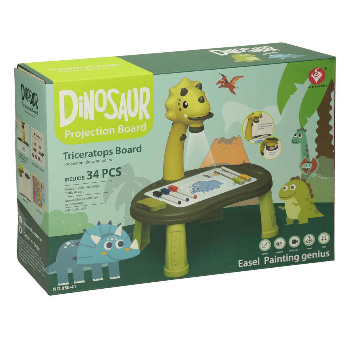 Table de projection de dessin dinosaure, 34 pcs.