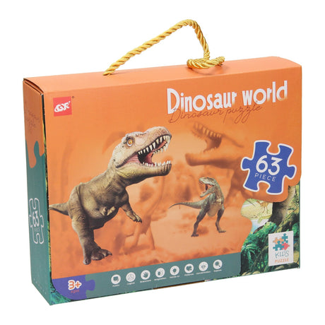 Puzzle monde dinosaure, 63 pièces.
