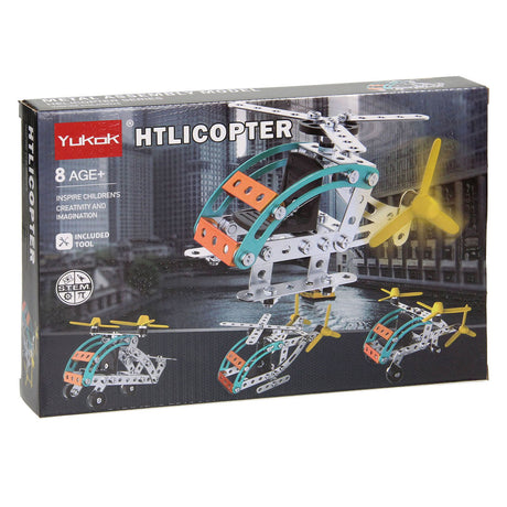 Hélicoptère en kit de construction métallique, 106 pièces.