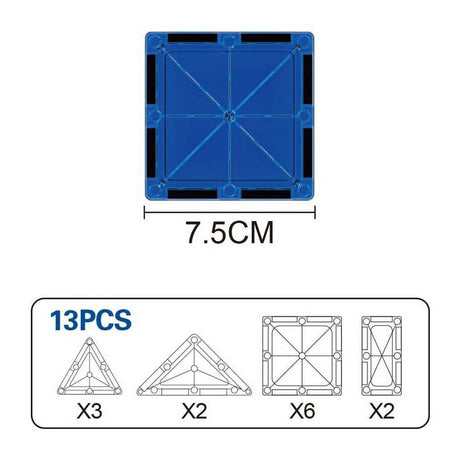 Jeu de construction panneaux magnétiques - 13 pièces.