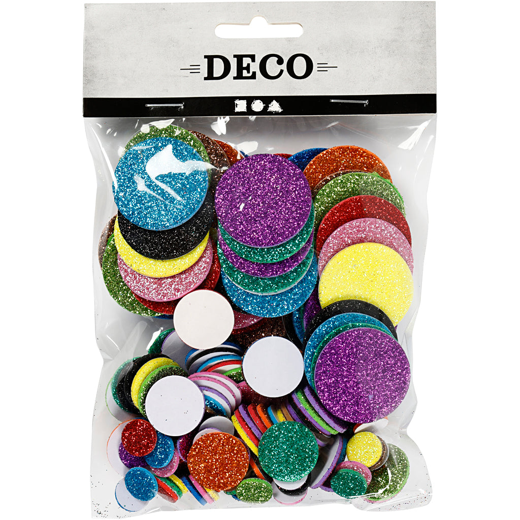 Creativ company formes en mousse cercles pailletés, 150 pcs.