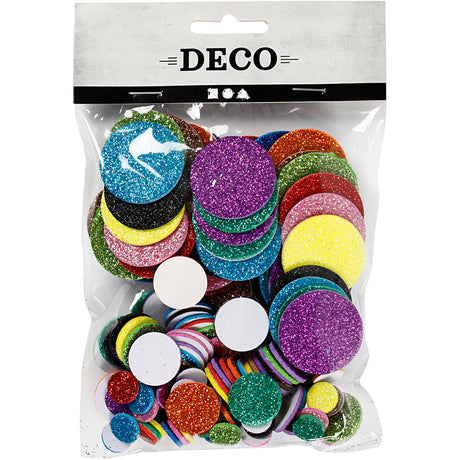 Creativ company formes en mousse cercles pailletés, 150 pcs.
