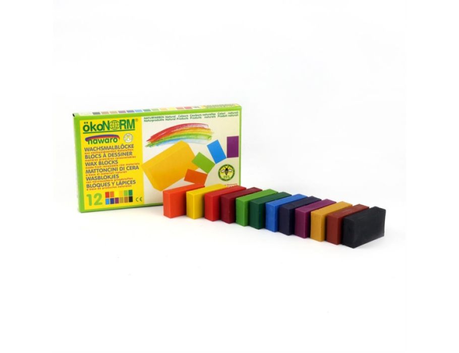 Blocs de crayons de cire Ökonorm nawaro - jeu de couleurs - 12 pièces