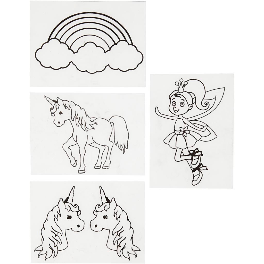 Société créative https : www.ccobby.nl feuilles-rétractable-foil-avec-motifs-unicorn-sheet-10-5x14-5-cm-thickness-0-3-mm-matt-transparent-4-sheet-1-box