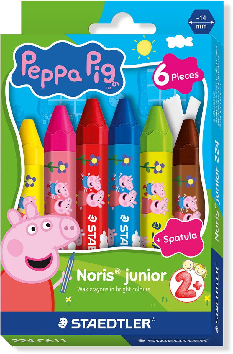Staedtler peppa pig x noris junior crayons de cire - lot de 6 pcs