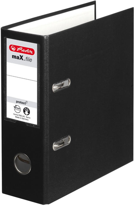 Herlitz dossier max.file protéger a5 8 cm couverture en aluminium pp noir