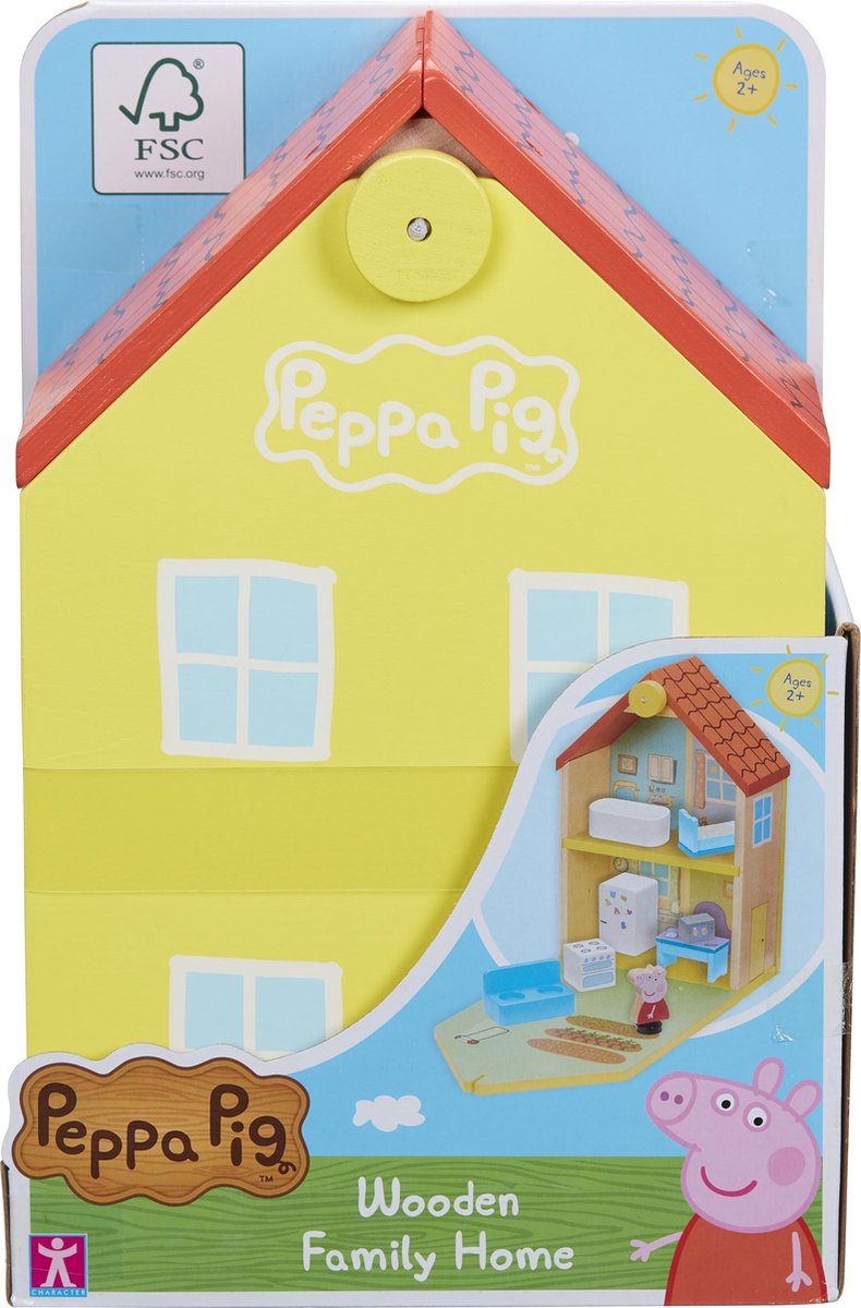 Peppa pig - maison de poupée en bois comprenant Peppa et meubles - figurine de jeu