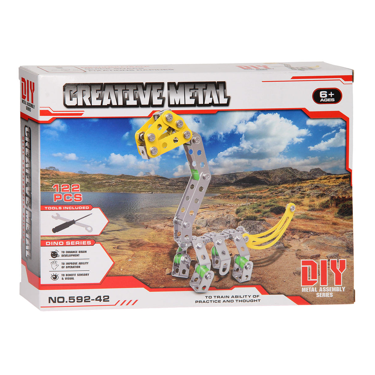 Constructieset metaal dino, 122 dlg.