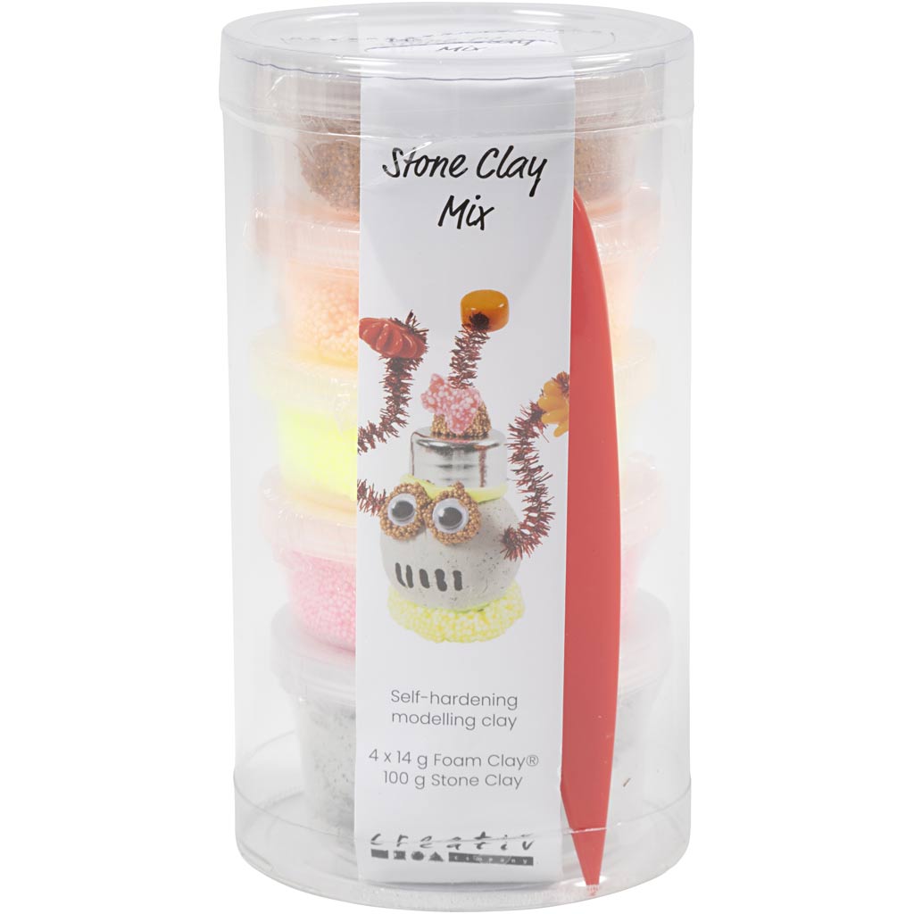 Mélange d'argile de pierre Creativ company, harmonie rouge orange, 1 boîte