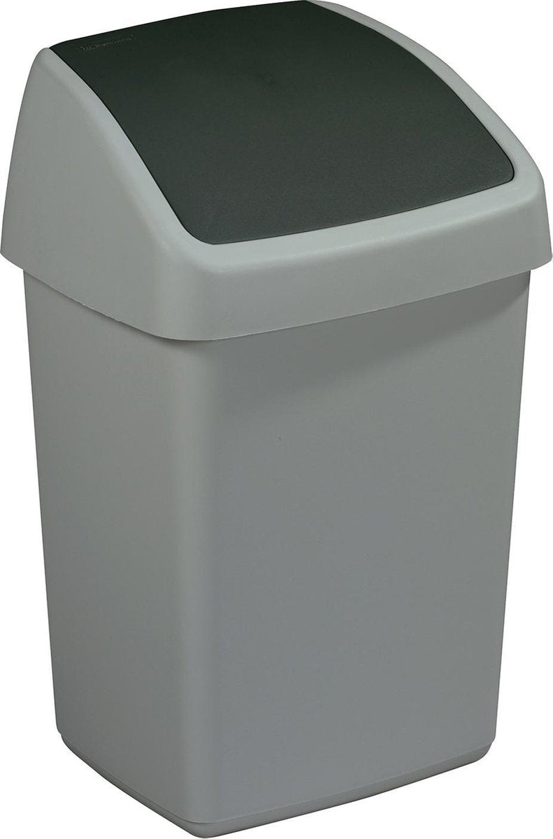 Poubelle Sunware Delta avec couvercle basculant 10 l gris argent | 2 pièces