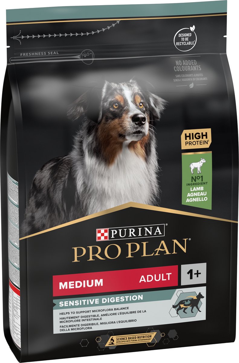 Pro plan adulte moyen digestion sensible - nourriture sèche pour chien - agneau - 3 kg