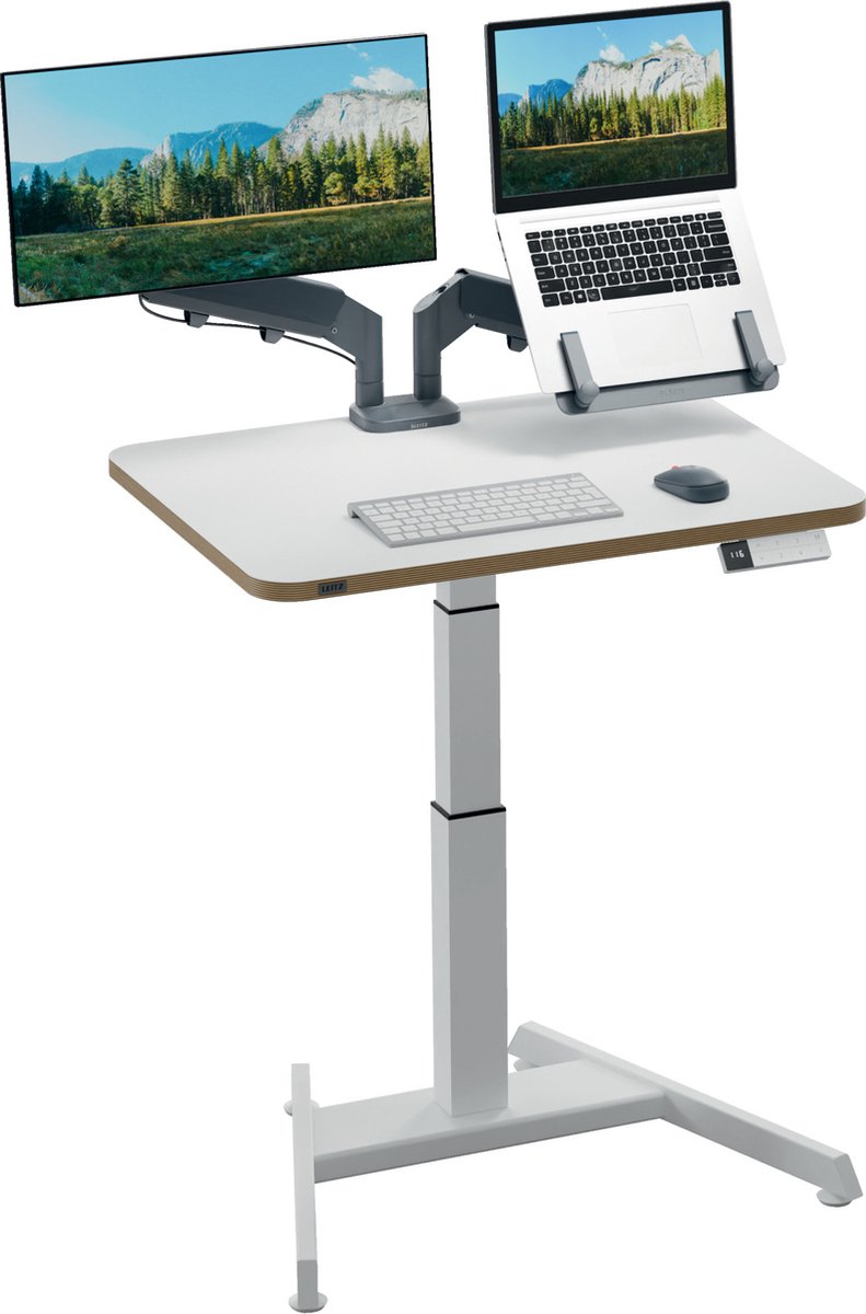 Bureau assis-debout Leitz ergo électrique - réglable en hauteur - petit bureau - avec fonction mémoire - 80 x 60 cm - blanc