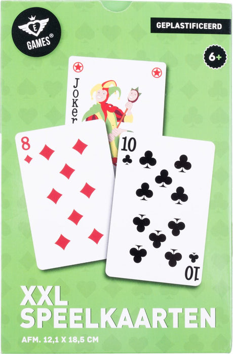 Cartes à jouer Longfield XXL 12,1 x 18,5 cm – Jeu de cartes en papier plastifié (54 cartes) – Jeu de cartes extra large pour jeux de société Jeu familial – Coeur d'ange