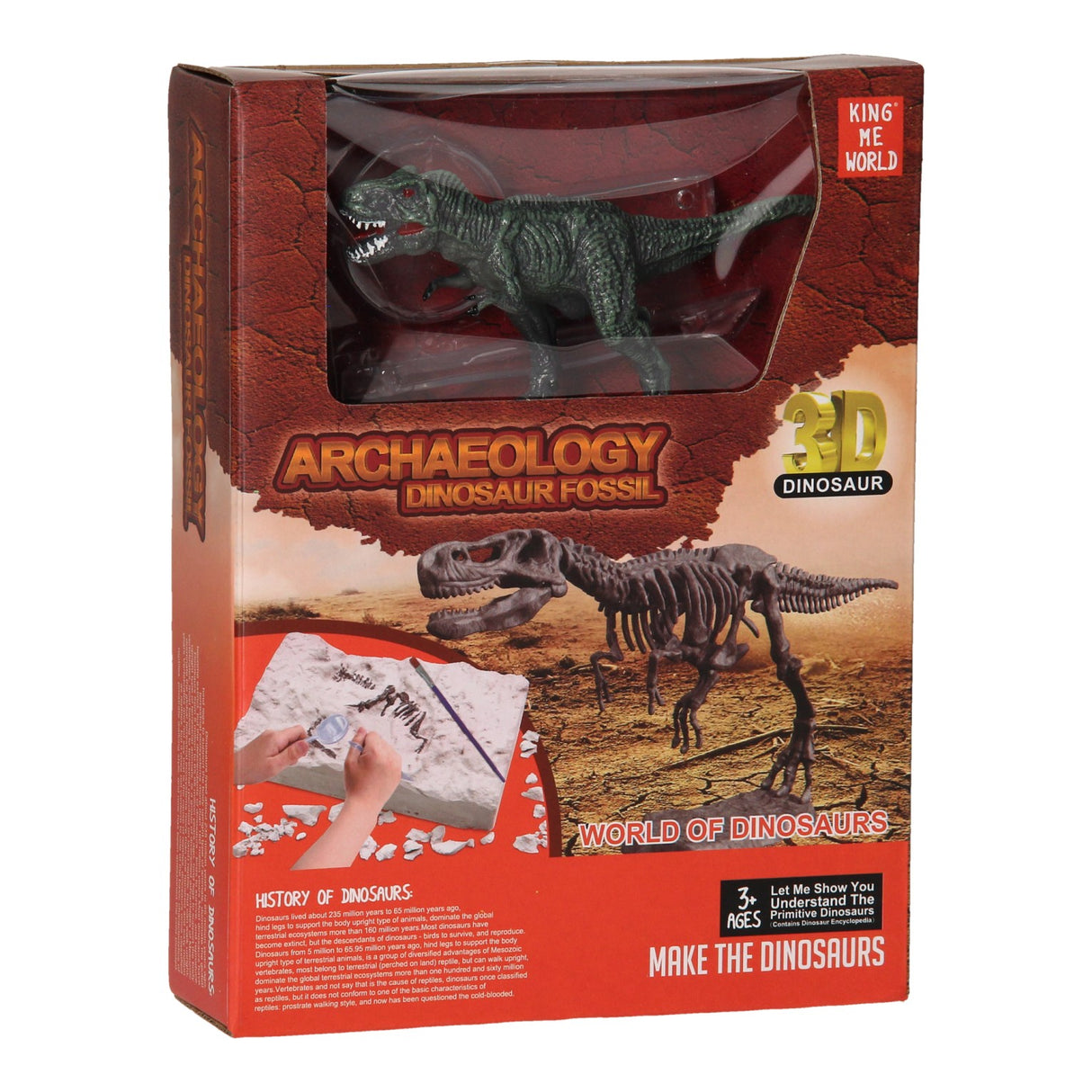 Squelette de dinosaure mangeant - rouge