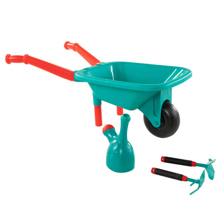 Jouets Lobbes, par exemple brouette avec outils de jardin