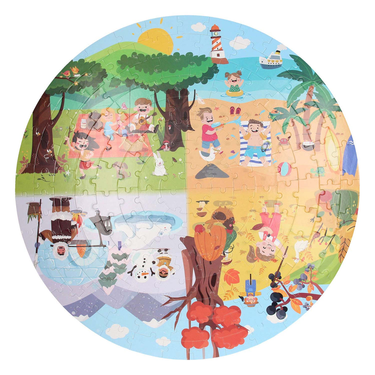 Puzzle rond dans une boîte de rangement - quatre saisons, 150 pcs.