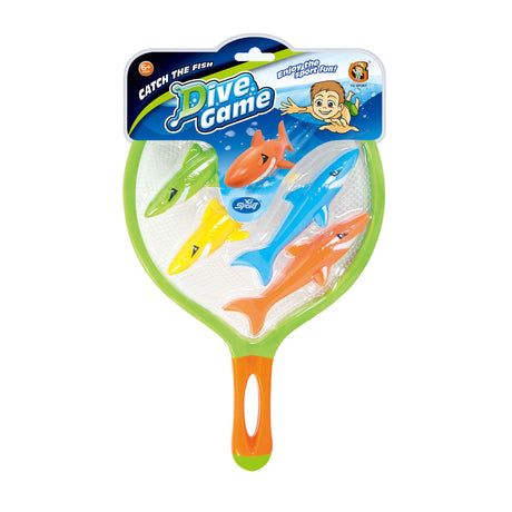 Ensemble de plongée requins dans filet de sécurité, 4 pcs.