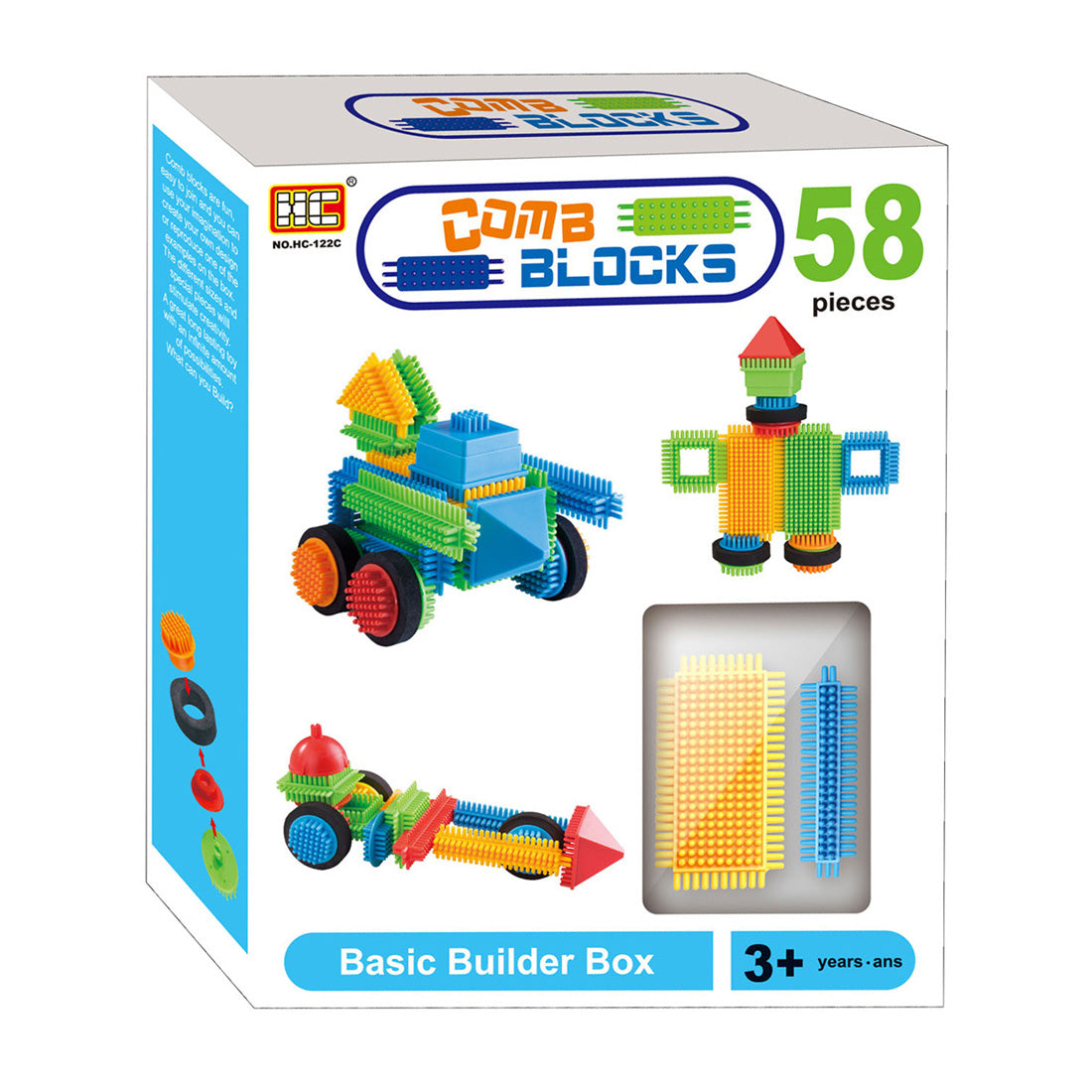 Jouets Lobbes, par exemple jeu de poils de blocs de construction Lobbes - jouets de construction colorés 58 pièces.