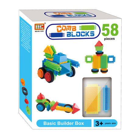 Jouets Lobbes, par exemple jeu de poils de blocs de construction Lobbes - jouets de construction colorés 58 pièces.