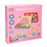 Lobbes Toys BV Gear Set Jouets éducatifs Rose 20 pièces colorées créatives.