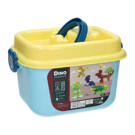 Jeu de construction dinosaure Lobbes dans une boîte de rangement - 84 pièces.