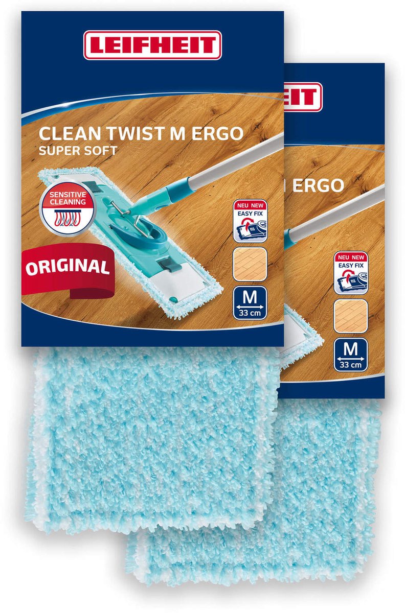 Housse d'essuie-glace Leifheit clean twist powerclean - Velcro - 33 cm - super doux - 2 pièces