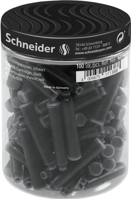 Cartouches d'encre Schneider pour instruments d'écriture Schneider - 100 pièces - noir - s-6801