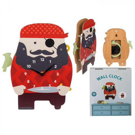 Out of the blue horloge murale pirate bois 21x29cm enfants