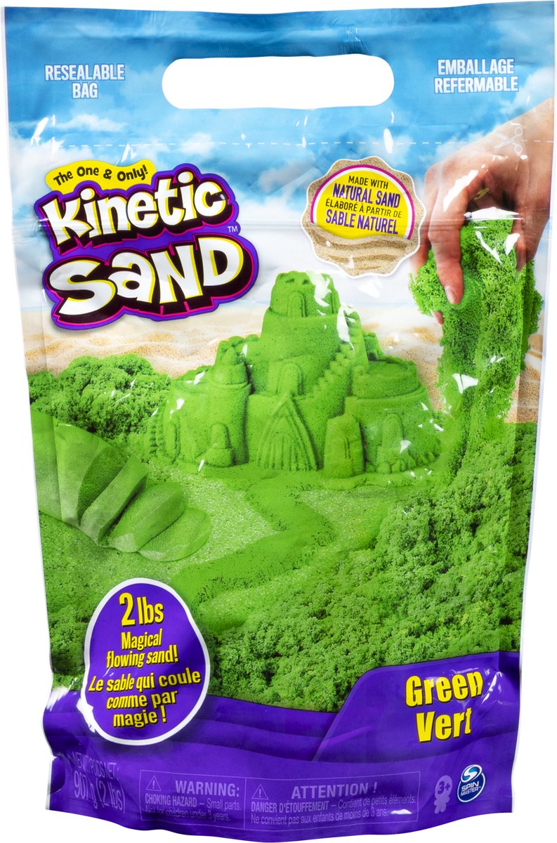 Sable cinétique - sable de jeu pour mélanger, pétrir et créer - 907 g original - vert - jouets sensoriels