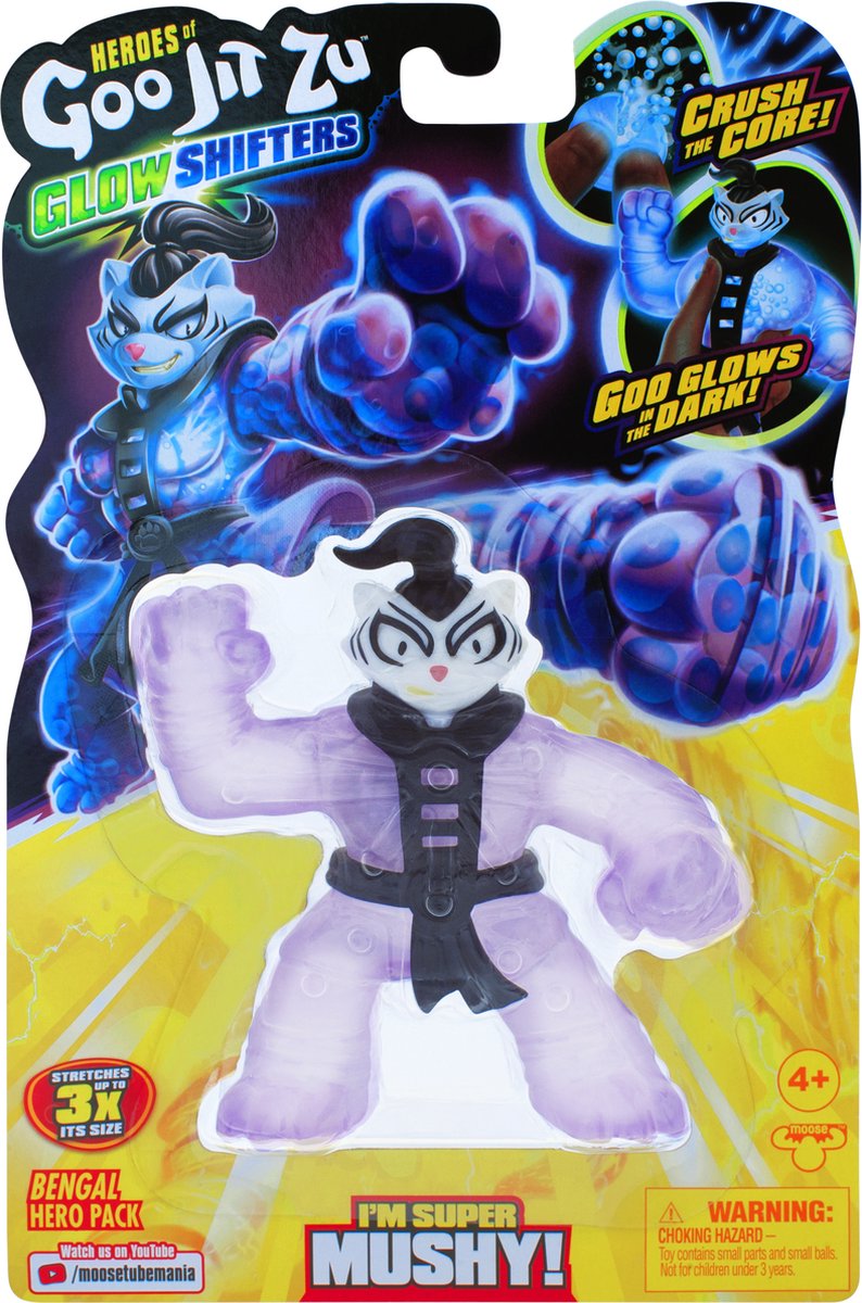 Goo jit zu shifters ensemble de super-héros - bengale - brille dans le noir - figurine extensible
