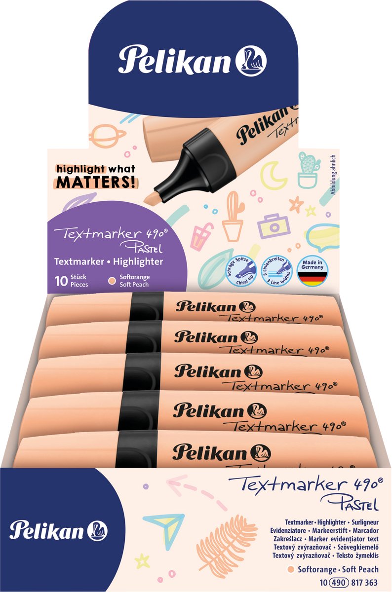 Pelikan marqueur de texte 490 - surligneur - orange pastel - 10 pièces
