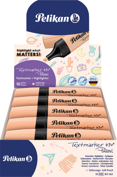 Pelikan marqueur de texte 490 - surligneur - orange pastel - 10 pièces