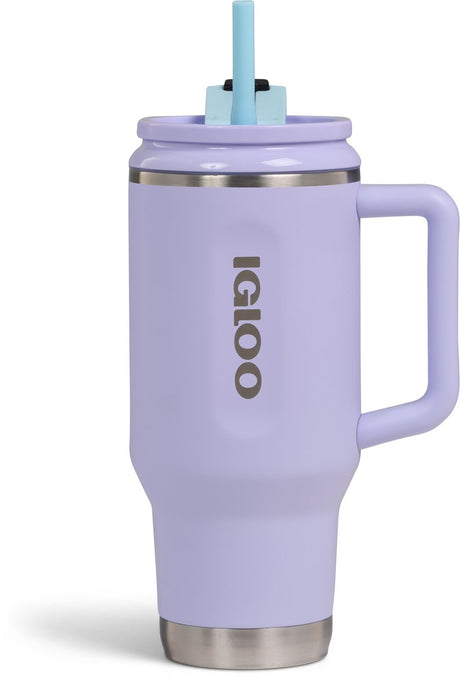 Igloo - flip 'n' sip - gobelet avec paille - lilas - 0,946 l - bouteille thermos - acier inoxydable - gobelet pour l'école