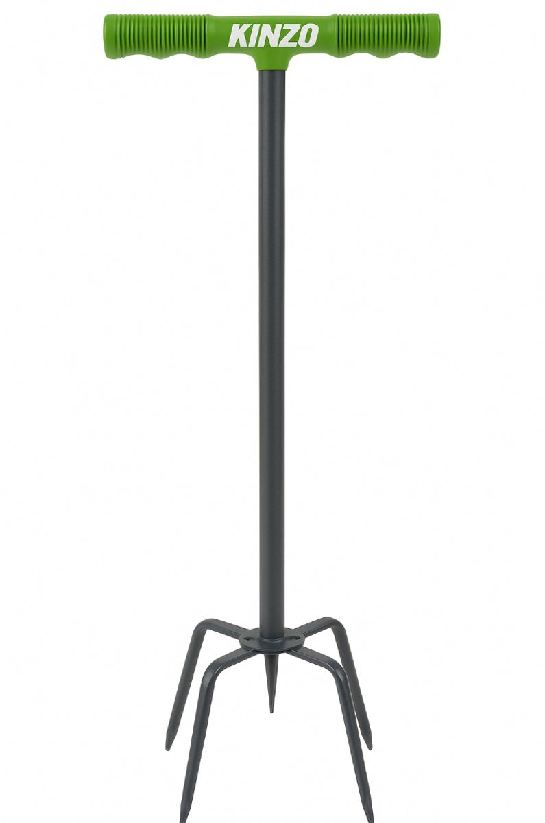 Kinzo woelvork 96cm - tuinklauw en cultivator - aarde losmaken, onkruid wieden, grond beluchten, kultiveren - zilver