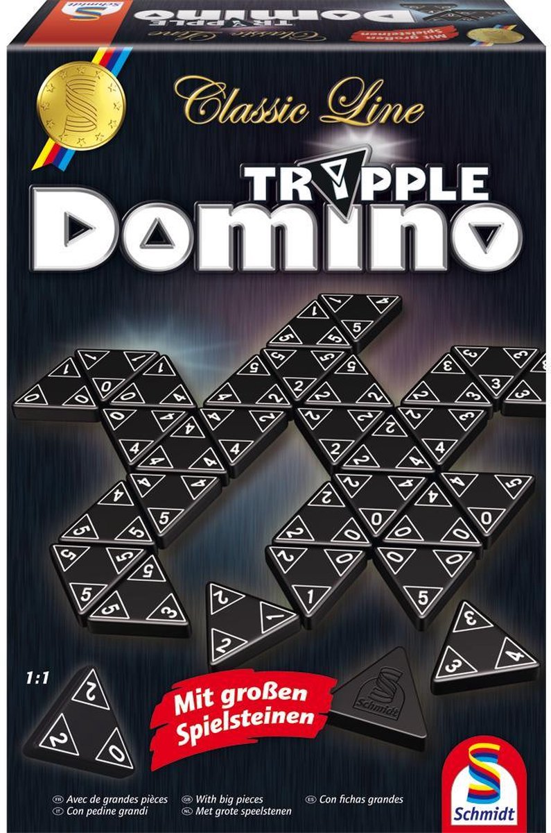 Schmidt ® - triple domino - ligne classique - jeu de société - jeu de domino stratégique avec pierres triangulaires - à partir de 6 ans - 1-4 joueurs