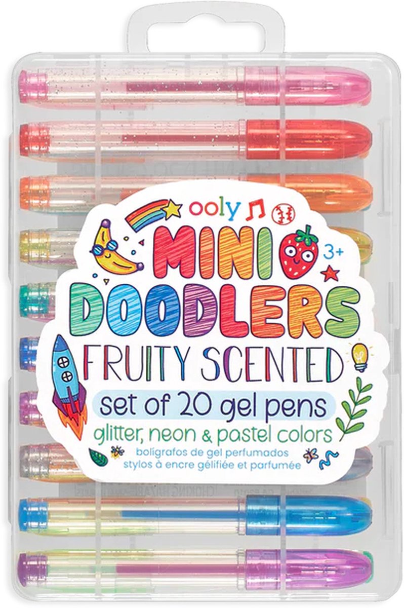 Ooly - mini doodlers - 20 mini stylos gel colorés au parfum de fruits