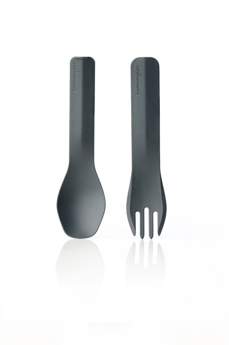 Équipement humain - duo - gris - couverts - réutilisables - couverts de camping