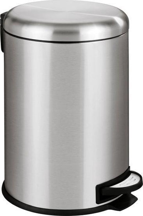 Poubelle à pédale Wenko Leman 20 litres en acier inoxydable mat - couvercle à fermeture facile - poubelle - poubelle - poubelle - poubelle - poubelle