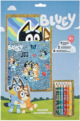 Undercover color block bluey avec crayons de couleur et autocollants
