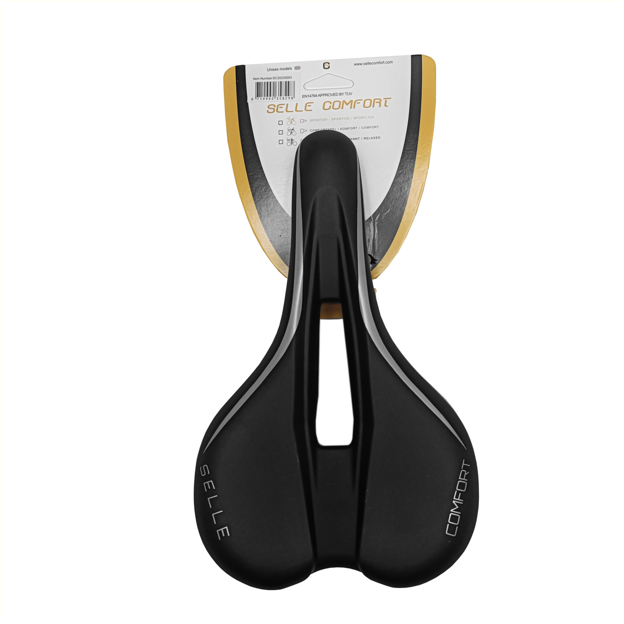 Selle Comfort Saddle Vintage 2 avec trou, sans longueur de fronde 27,5 cm, largeur 17 cm