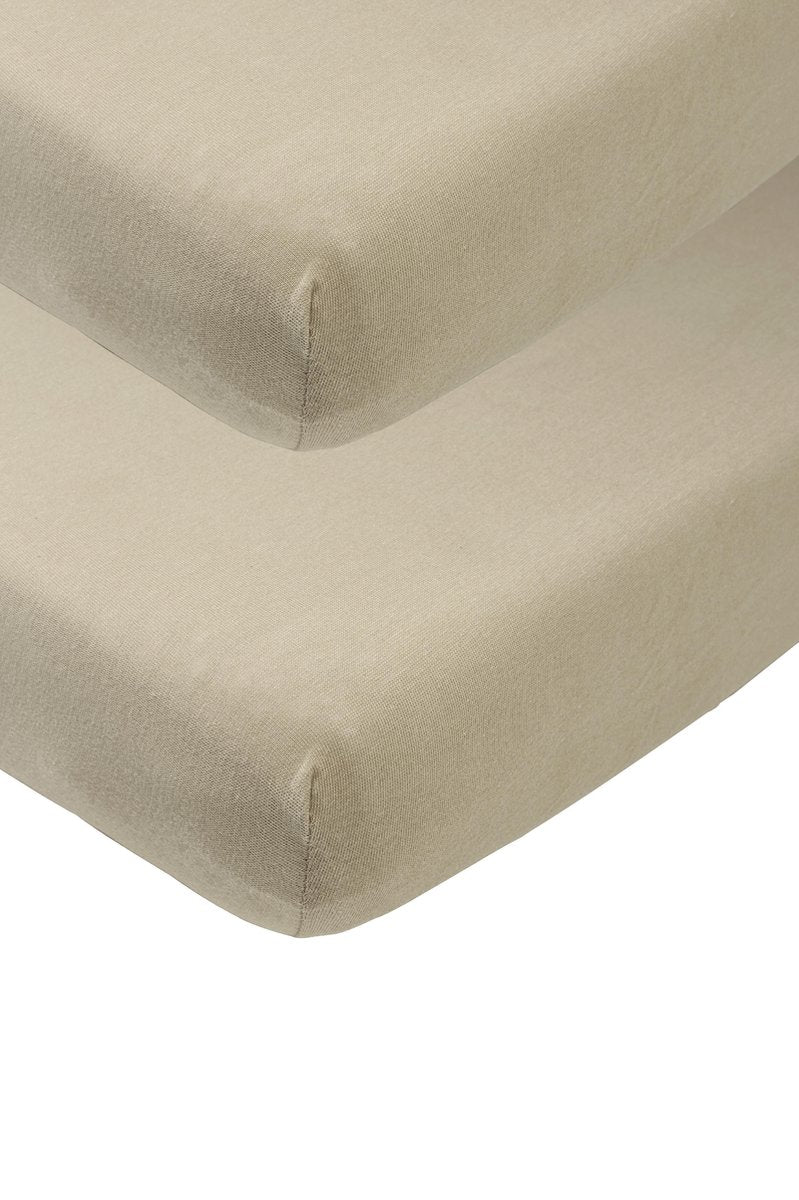 Drap-housse Meyco baby uni - lot de 2 - taupe - 50x90cm
