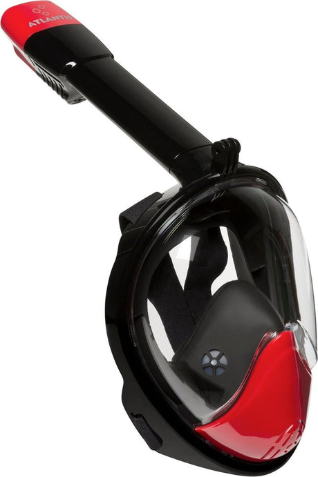 Masque de plongée Atlantis 2.0 - lunettes de plongée - tuba - ensemble de tuba - masque complet - adultes - noir rouge - L XL