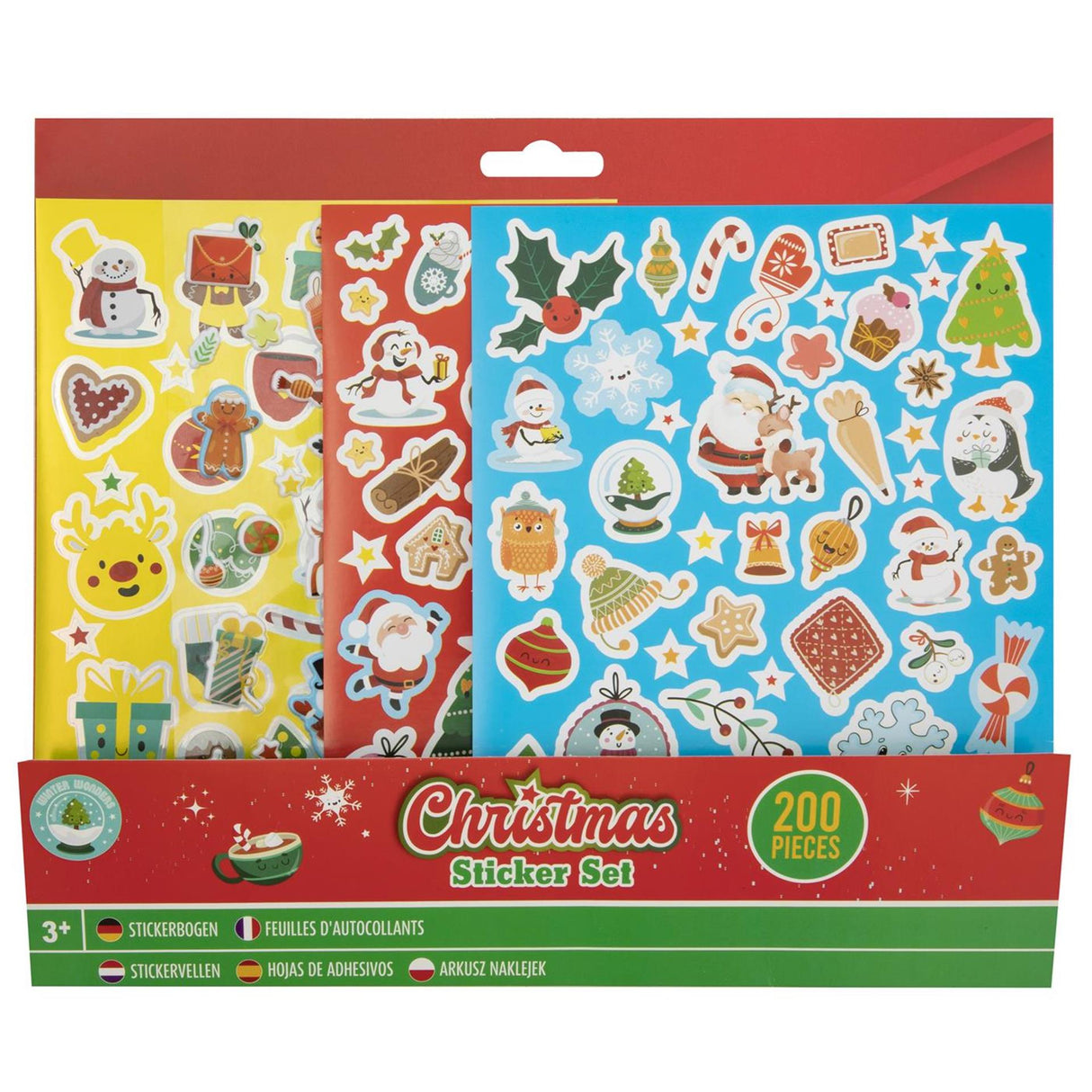 Ensemble d'autocollants de Noël Grafix, 200 pièces, 4 feuilles