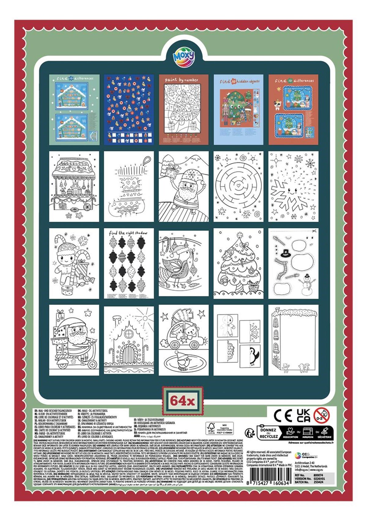 Cahier de coloriage et d'activités Moxy Noël - 64 pages