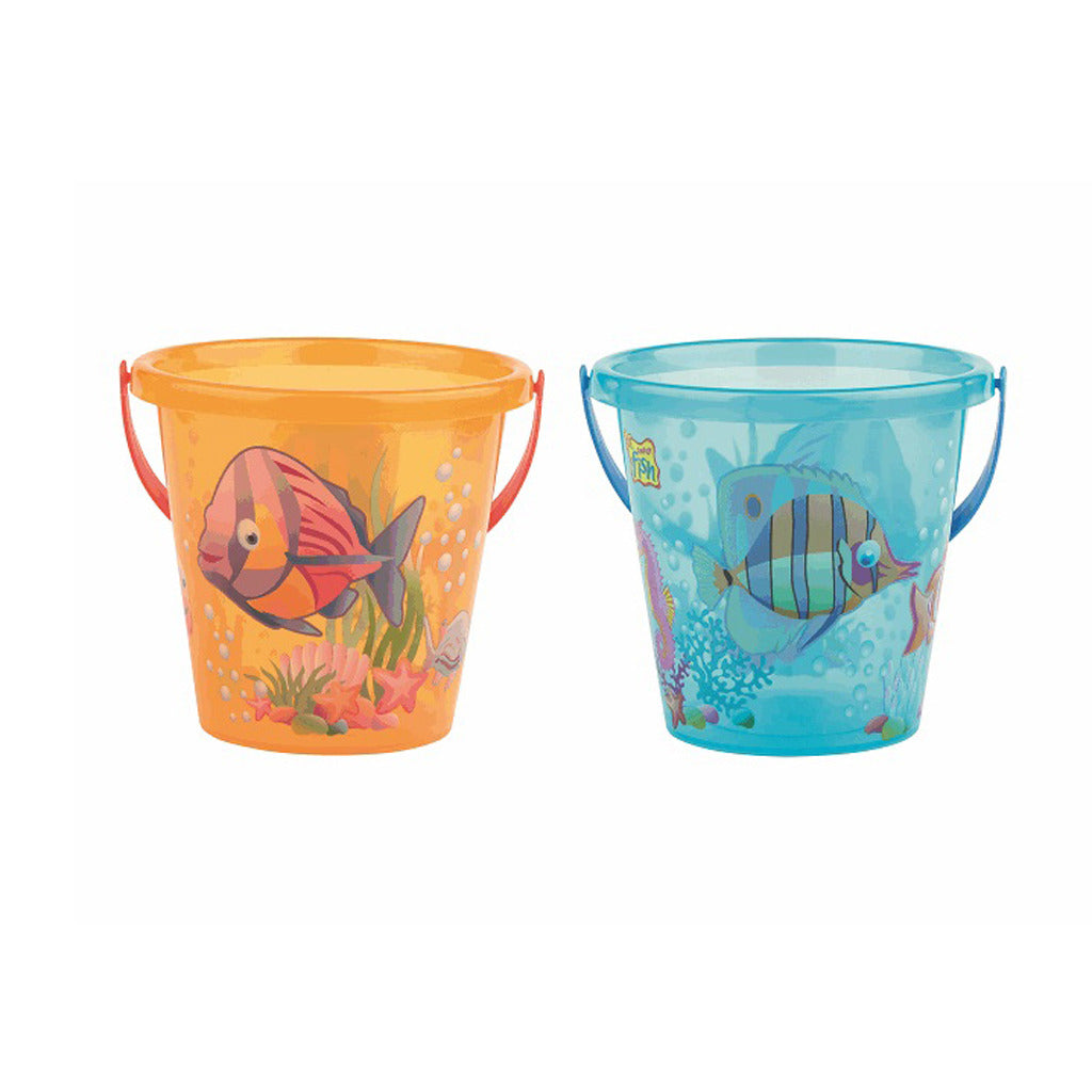 Seau basique transparent imprimé poisson 17 cm 3,4l