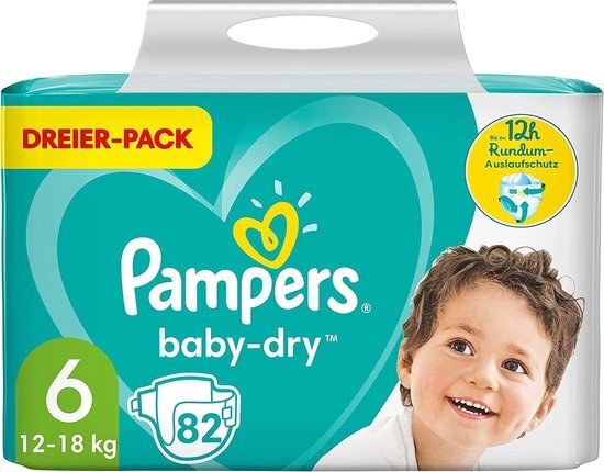 Pampers baby dry taille 6 méga pack 82 couches