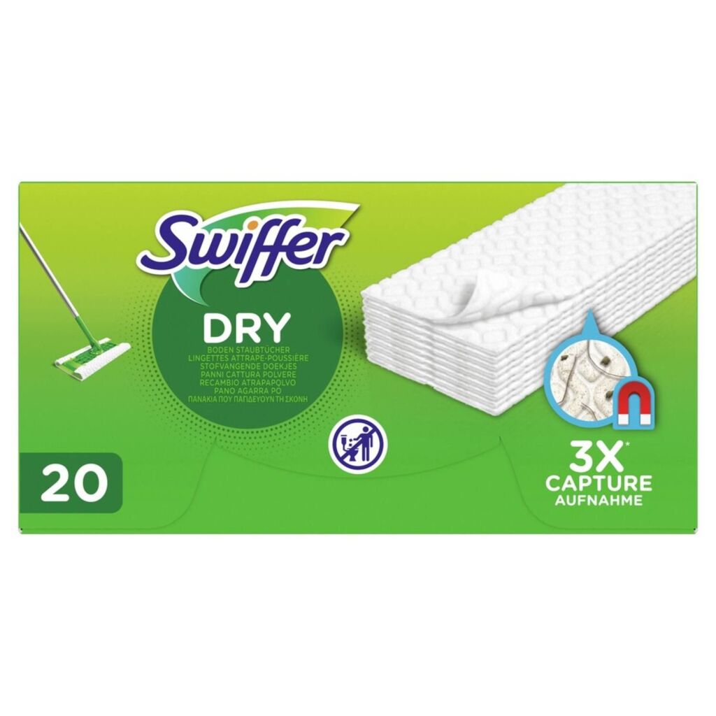 Lingettes sèches dépoussiéreuses pour sols Swiffer 20 pièces